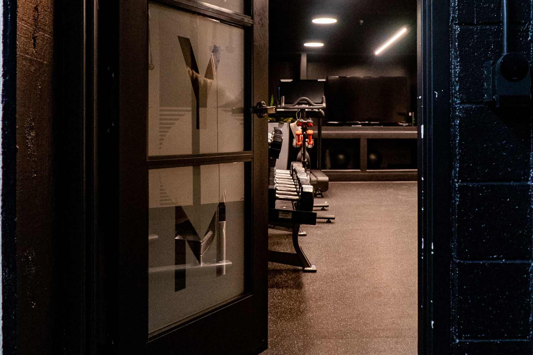 Entry to zym at Luxe Villas in Brentwood, California