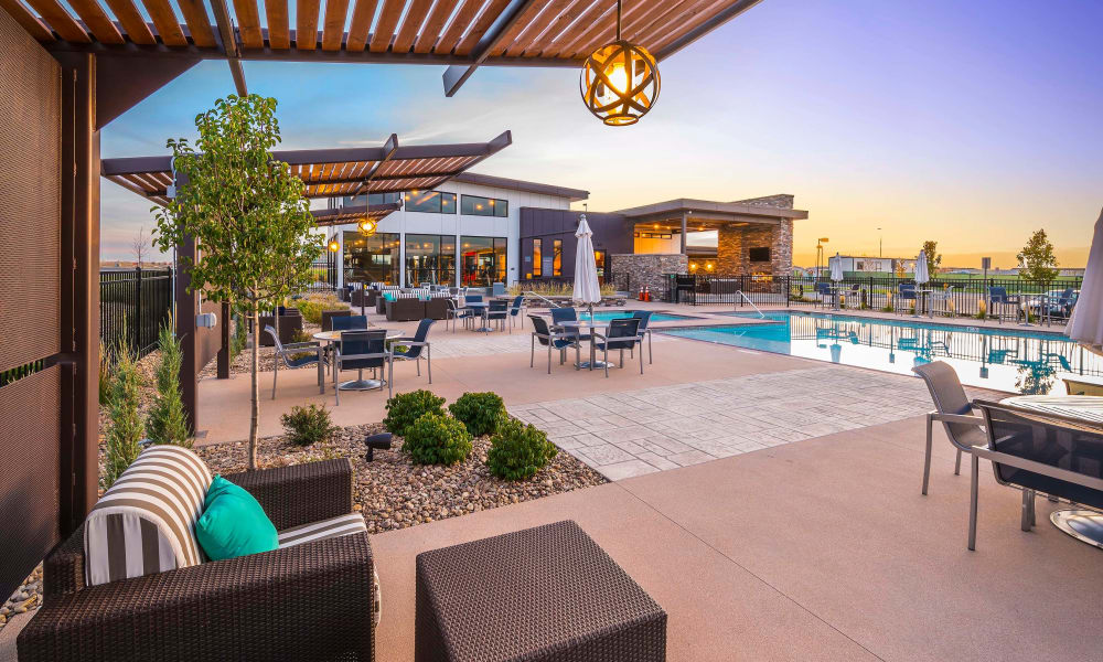 Swimming pool at Strata Apartments in Denver, Colorado