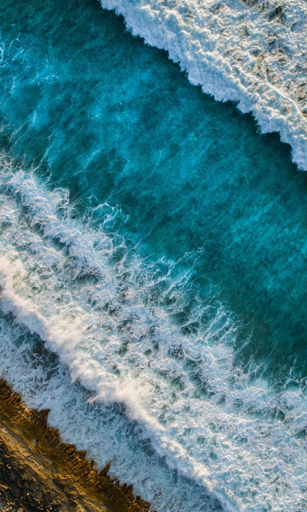 Aerial view of waves lapping on the shore near Sage at Cypress Cay in Lutz, Florida