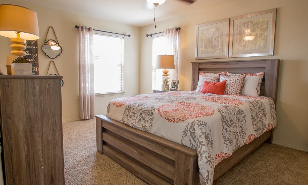 Cozy bedroom at Mission Point Apartments in Moore, Oklahoma