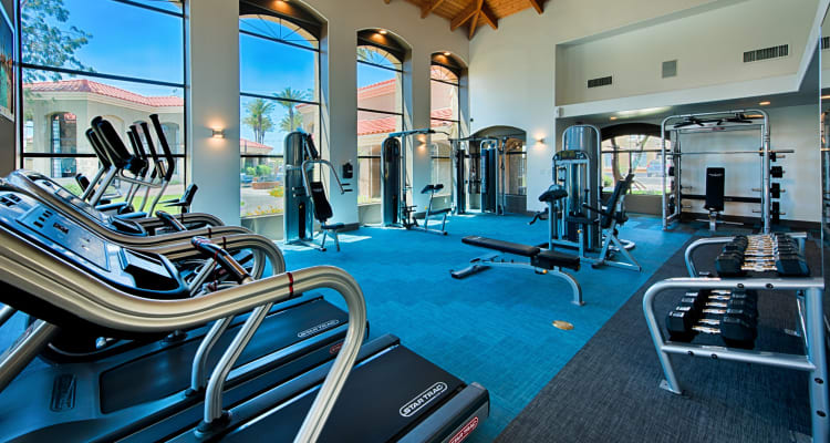 Large fitness center at The Ventura in Chandler, Arizona