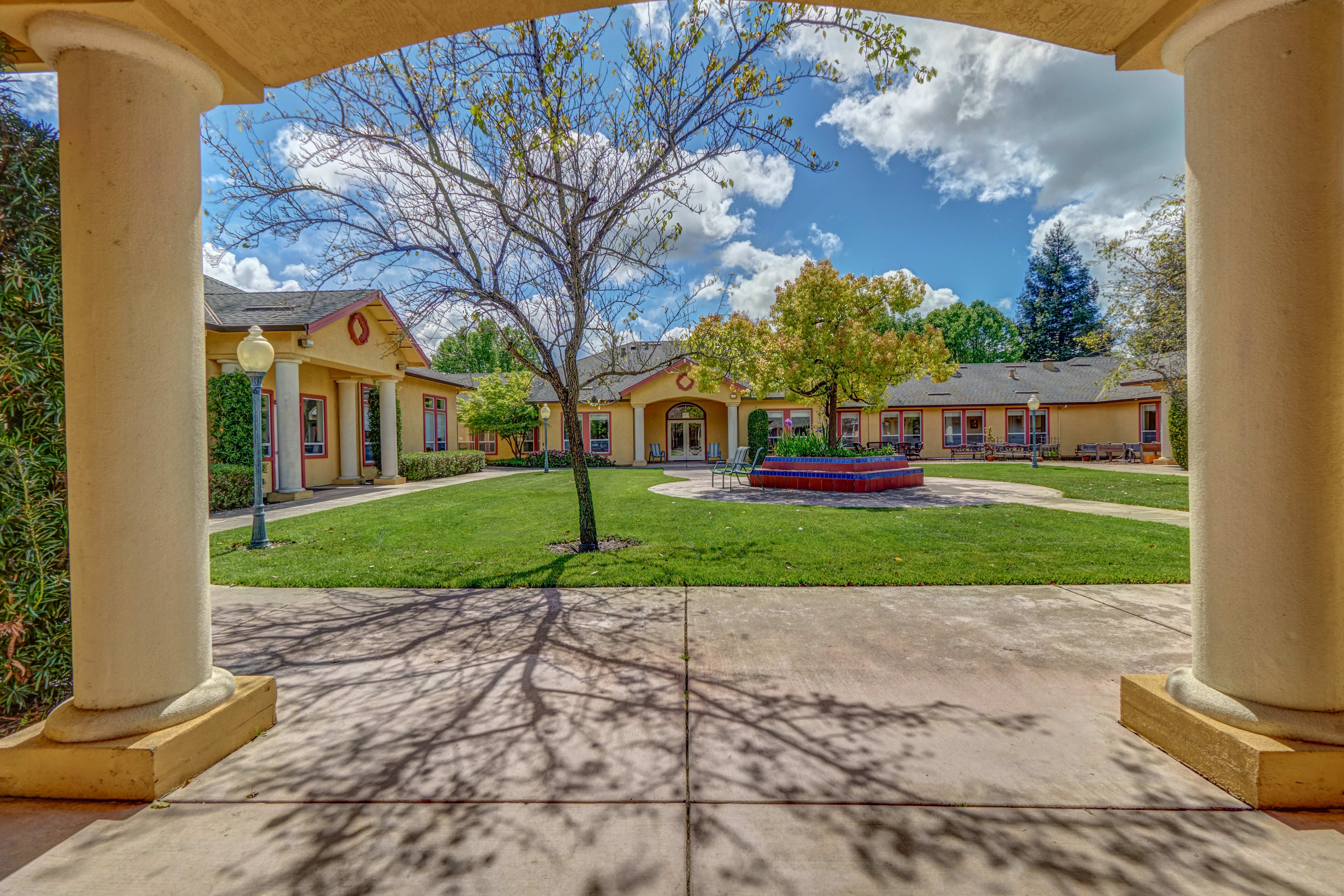 Spacious outdoors for seniors MuirWoods Memory Care in Petaluma, California