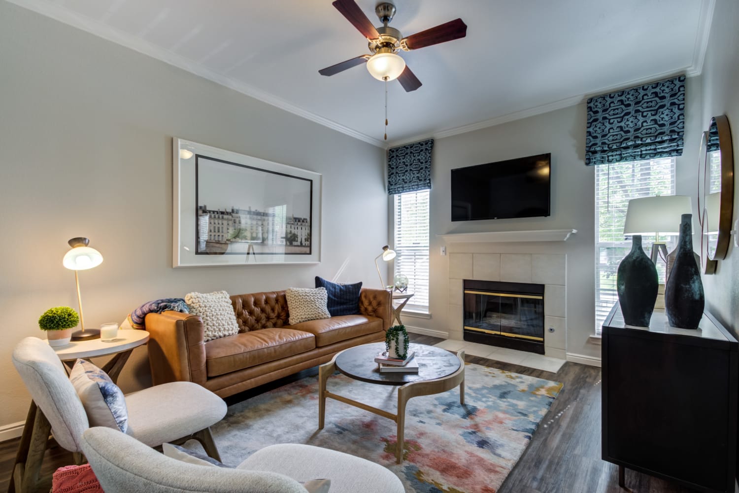 Living room at Irving Schoolhouse Apartments in Salt Lake City, Utah