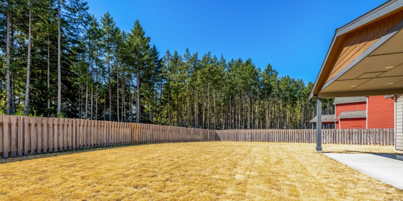 Large fenced backyard at Meriwether Landing in Joint Base Lewis McChord, Washington