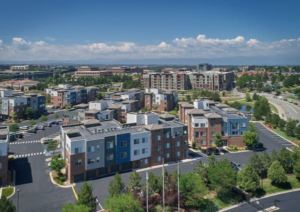 Aerial view of property and surrounding area at The Rail at Inverness in Englewood