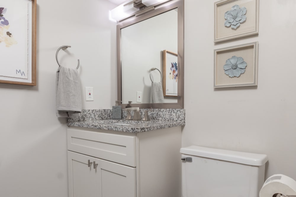 Modern model bathroom at The Garratt in Westerville, Ohio