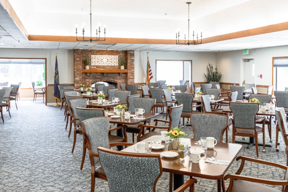 Dining hall at The Springs at Lancaster Village in Salem, Oregon