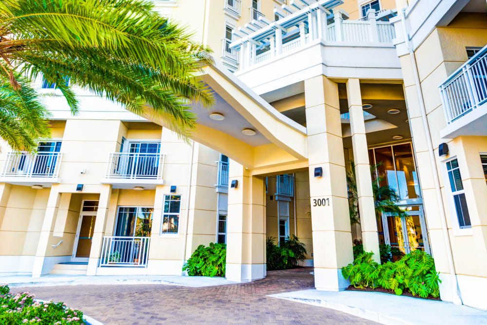 Main entrance to The Meridian at Waterways in Fort Lauderdale, Florida