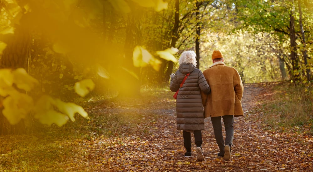 Residents going for walk at The Eloise at Wirth on the Woods in Minneapolis, Minnesota