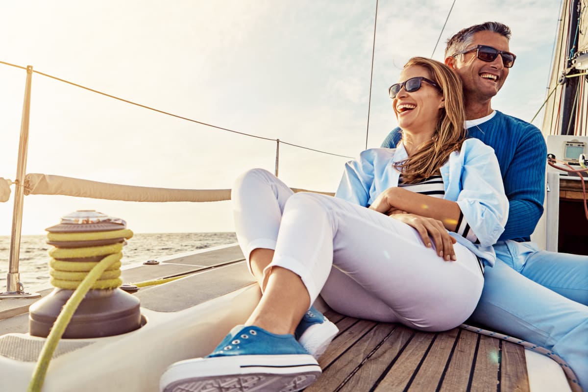 Couple on boat in Coventry, Connecticut