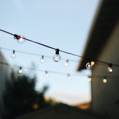 bistro lights at Kelson Row at Rocky Hill in Rocky Hill, Connecticut