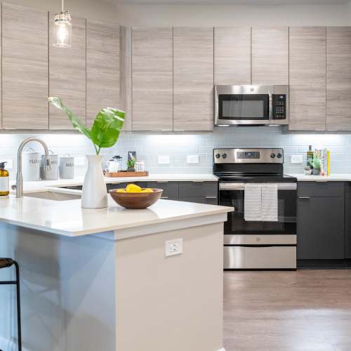 Kitchen with gray accents The Jade at Avondale in Decatur, Georgia