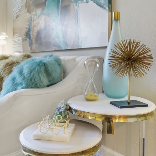 Side tables with knick knacks at Sherwood in Folsom, California