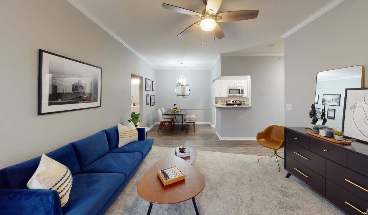 Living room with carpet flooring at Burlington Oaks in Burlington. KY
