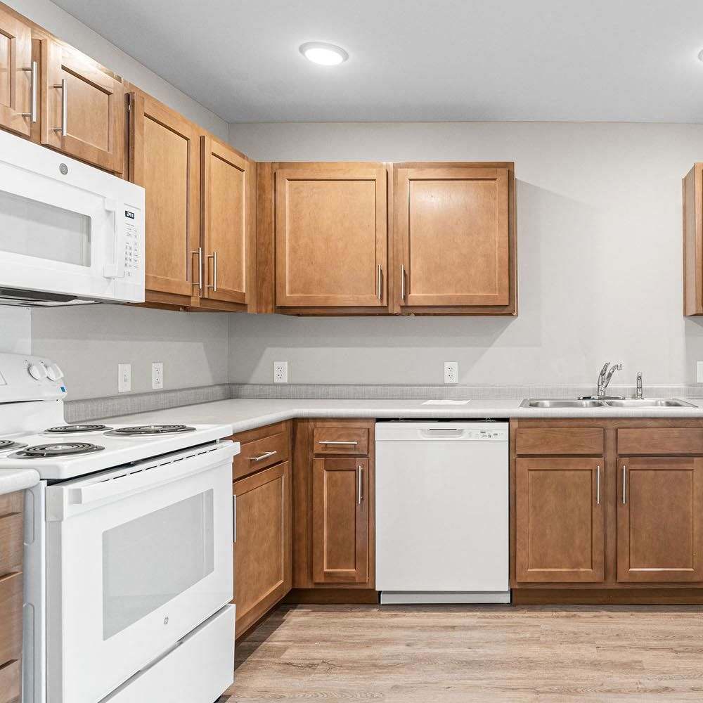 A spacious kitchen at Black Rock Crossing in Marquette, Michigan