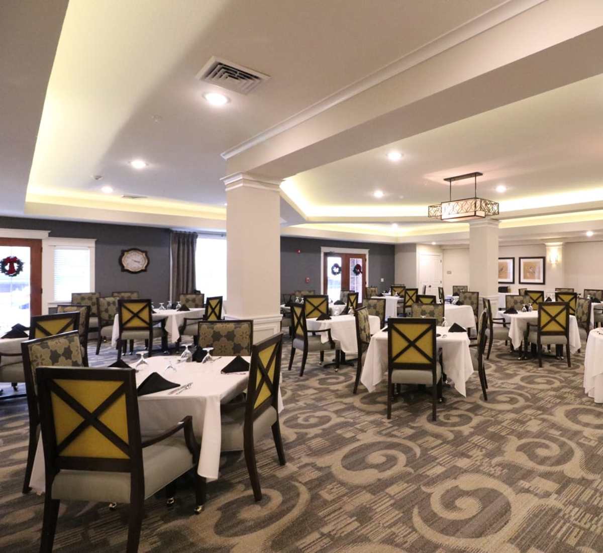 Dining room for the residents at Harmony at Five Forks in Simpsonville, South Carolina
