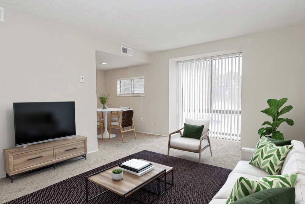 Upgraded living room at Courtyard Apartments in Columbia,Missouri