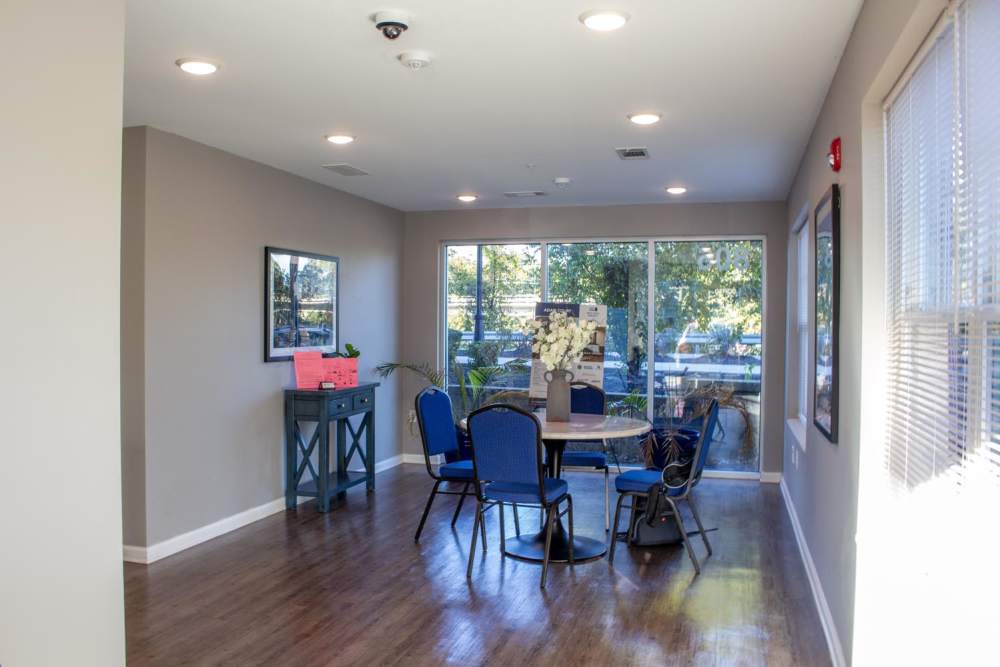 Dining area in the community room at Adair Court in Atlanta, Georgia