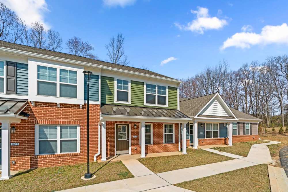 Exterior view on a sunny day at Brock Bridge Landing in Jessup, Maryland