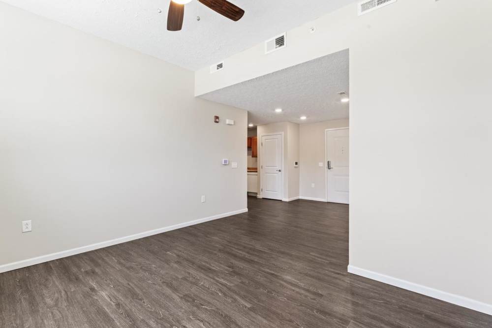 In home space with wood flooring at Blackhawk Commons in Sheridan. IN