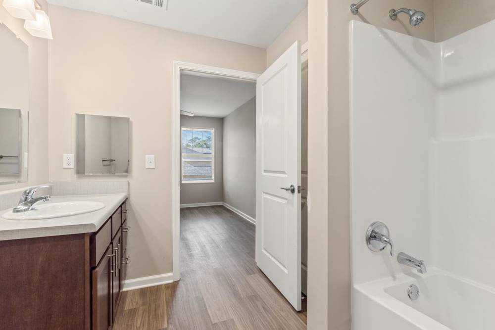 Bright bathroom at Rosemary Place in Freeport, Florida