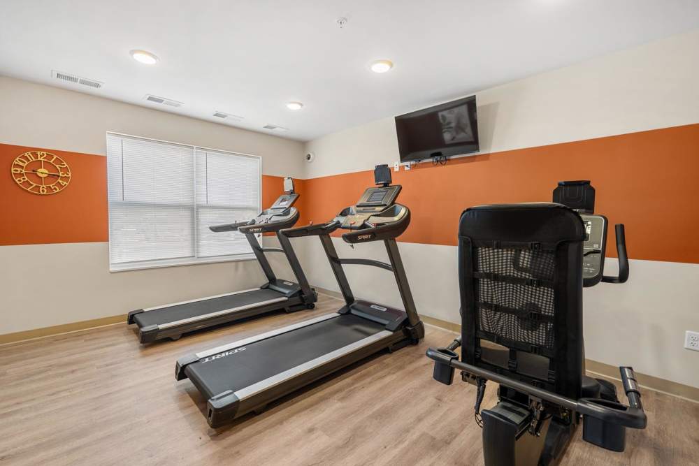 Fitness center at Deville Manor in Oswego, Illinois