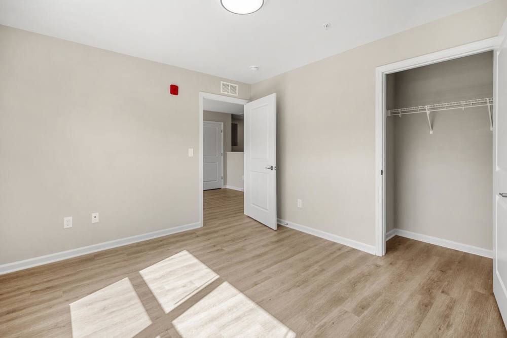 Spacious closets in bedroom of apartment at Deville Manor in Oswego, Illinois