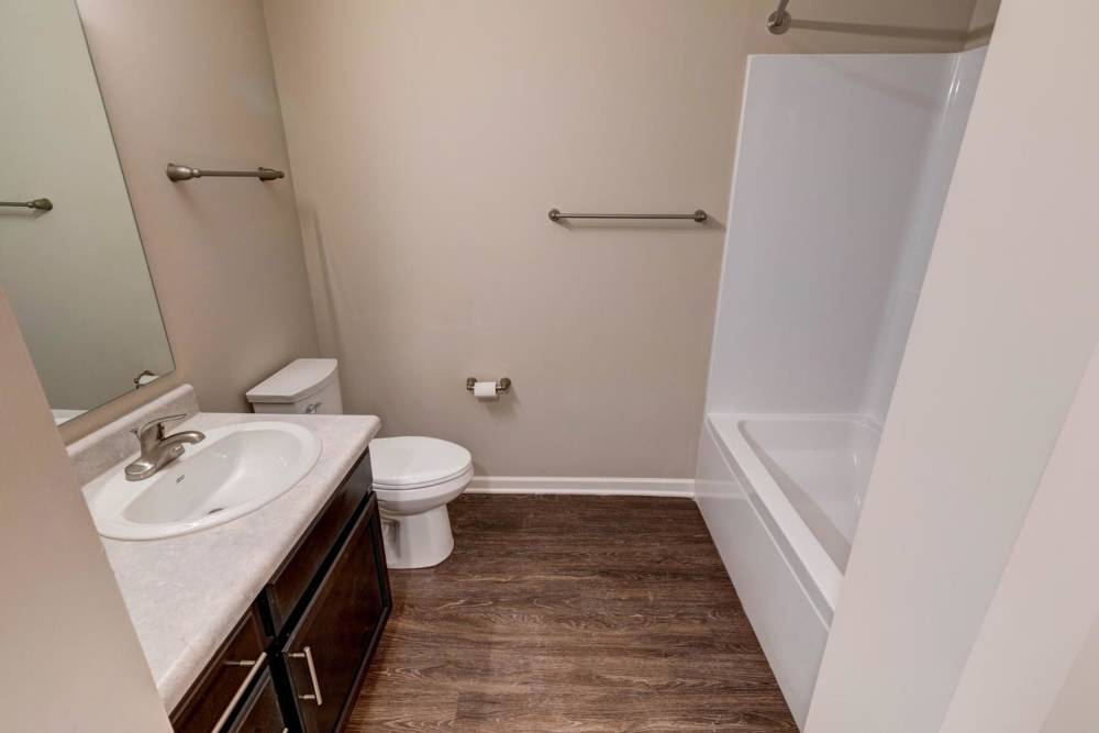 Bathroom with bath tub at Harpers Crossing in Plainfield. IN