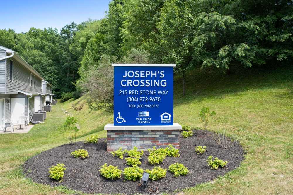 Signage of Josephs Crossing in Summersville, West Virginia