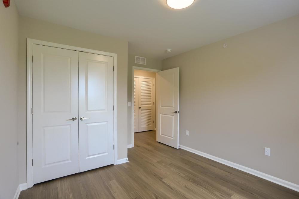 Walk-in closet in the bedroom at Normandy Lofts in Shippensburg, Pennsylvania