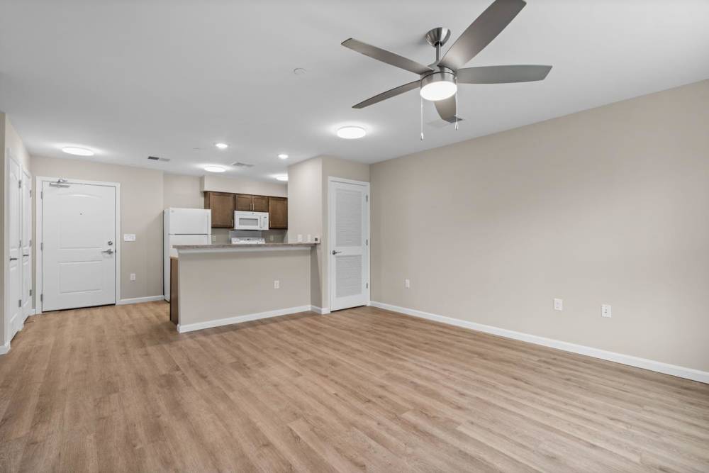 Living space with large ceiling fan Millersview Crossing in Millersville, Maryland