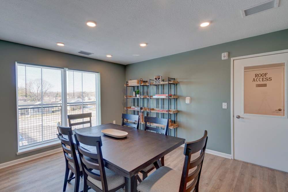 Community room dining space at Stanley Terrace in Plainfield, Indiana