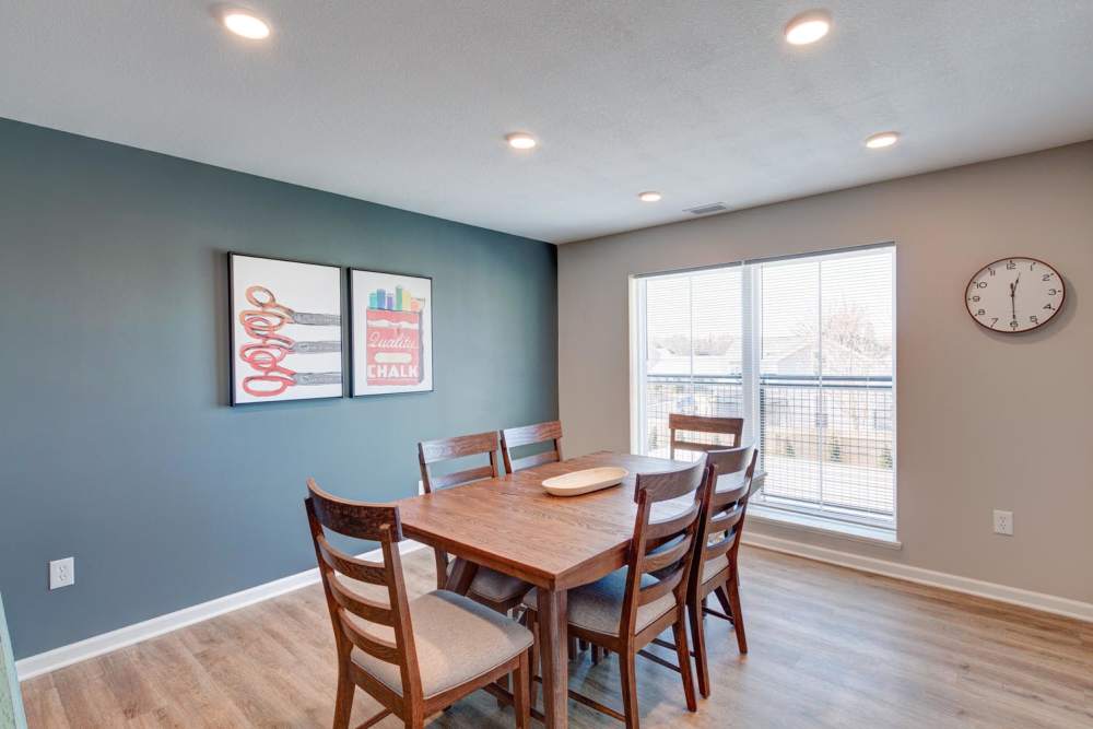 Dining table in the community room at Stanley Terrace in Plainfield, Indiana