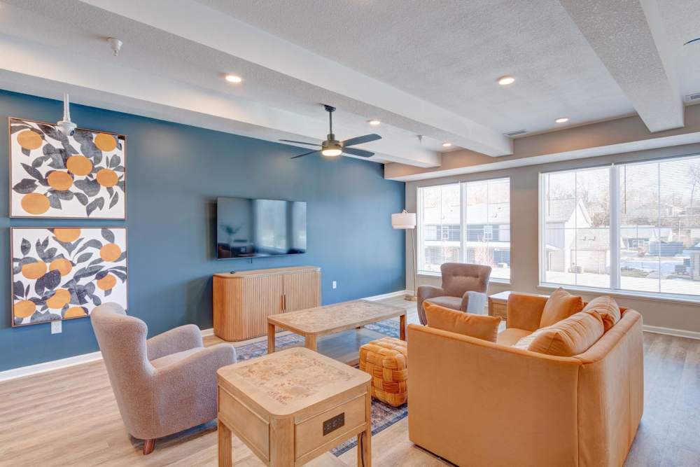 Lounge area in community kitchen at Stanley Terrace in Plainfield, Indiana
