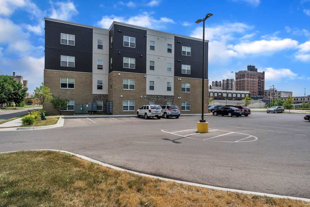 View of building at The Hamilton in Pontiac. MI