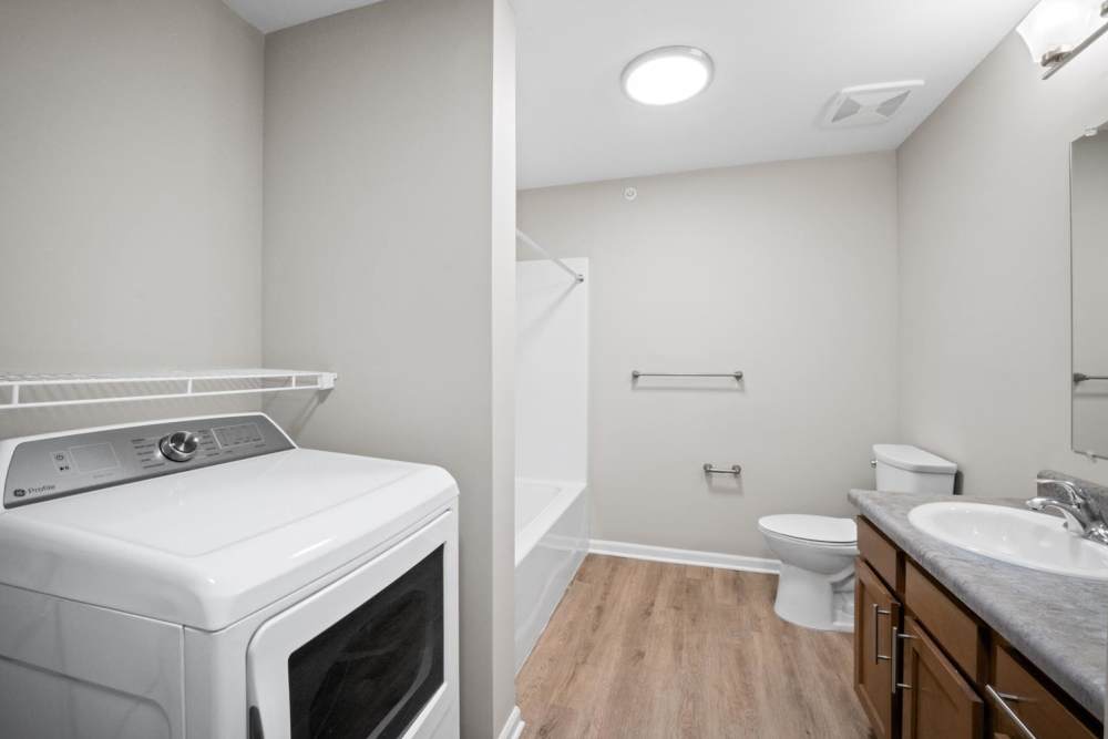 Bathroom and washer and dryer unit at Washington Greene in Charleston, West Virginia