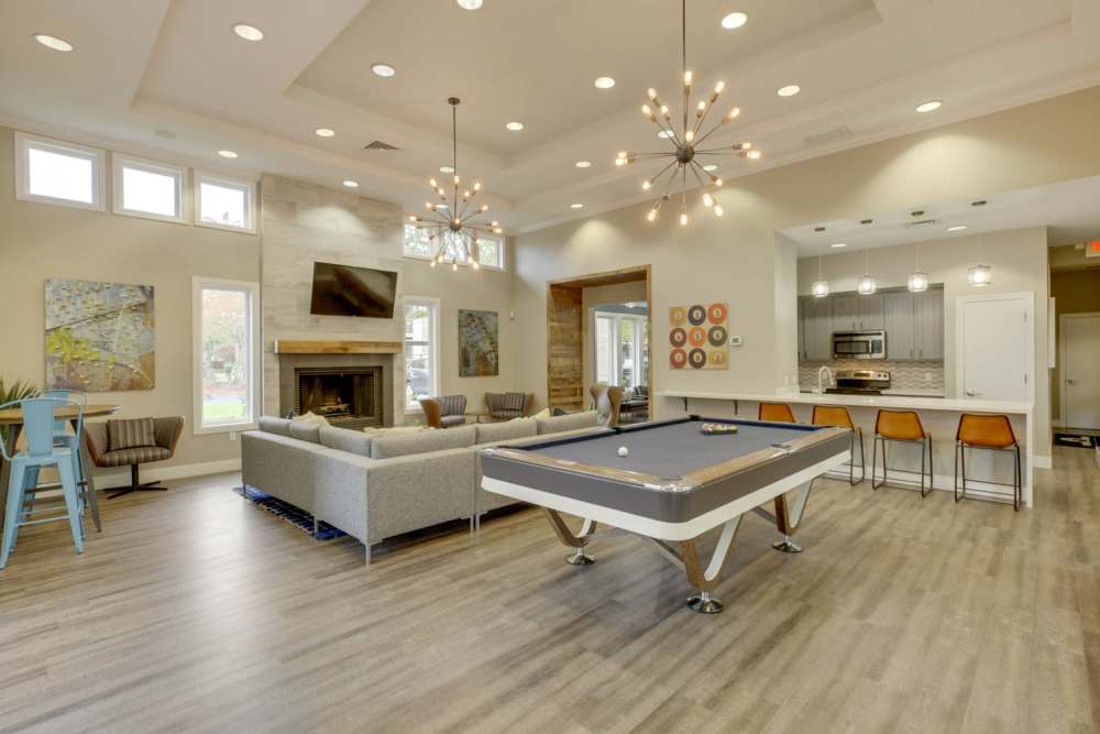 Community lounge and recreation area at The Grove at Orenco Station in Hillsboro, Oregon