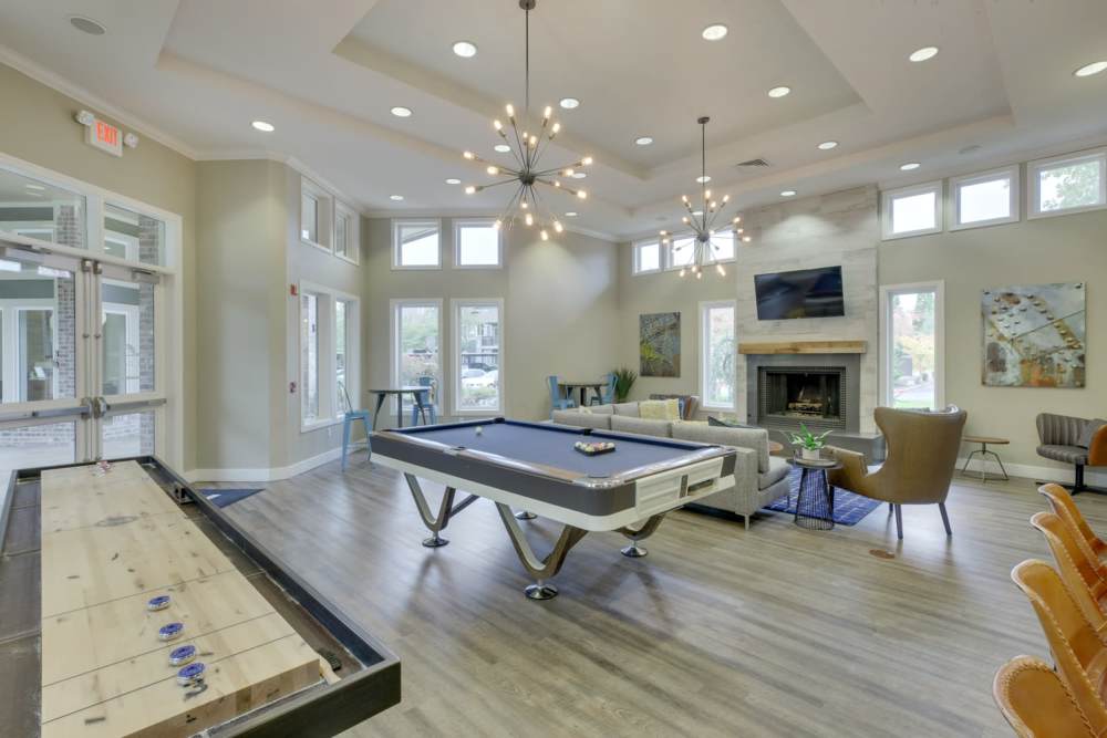 Community lounge and recreational area at The Grove at Orenco Station in Hillsboro, Oregon