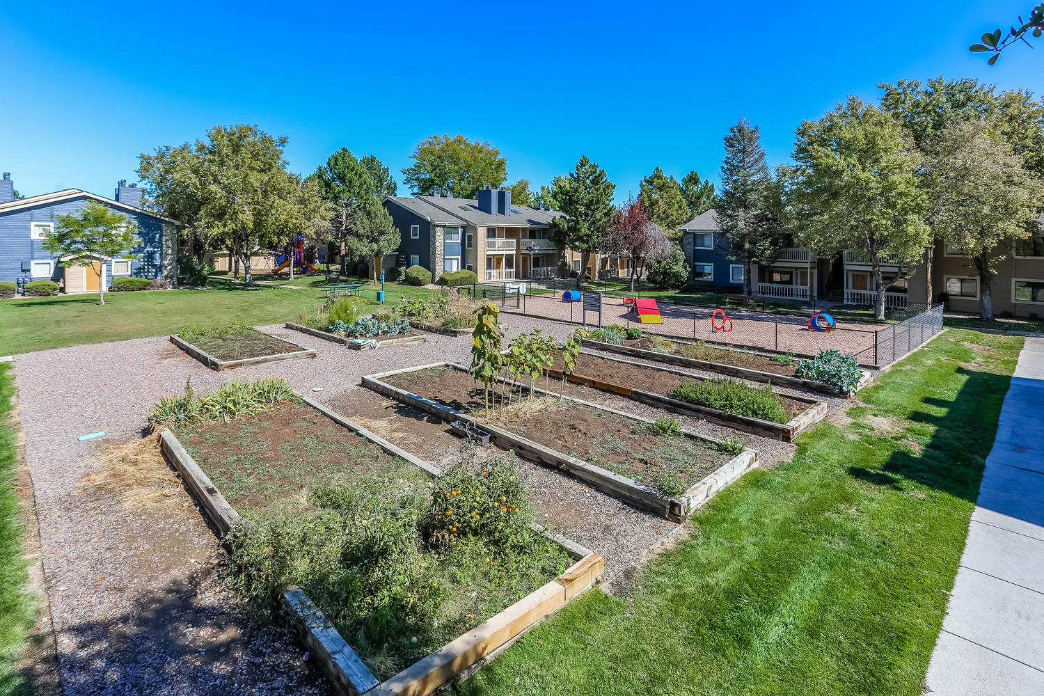community garden at City Center Station Apartments in Aurora, Colorado