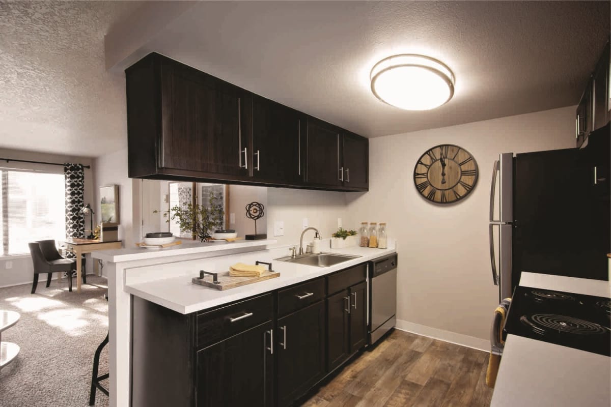 Apartment kitchen at Boulder Creek in Wilsonville, Oregon
