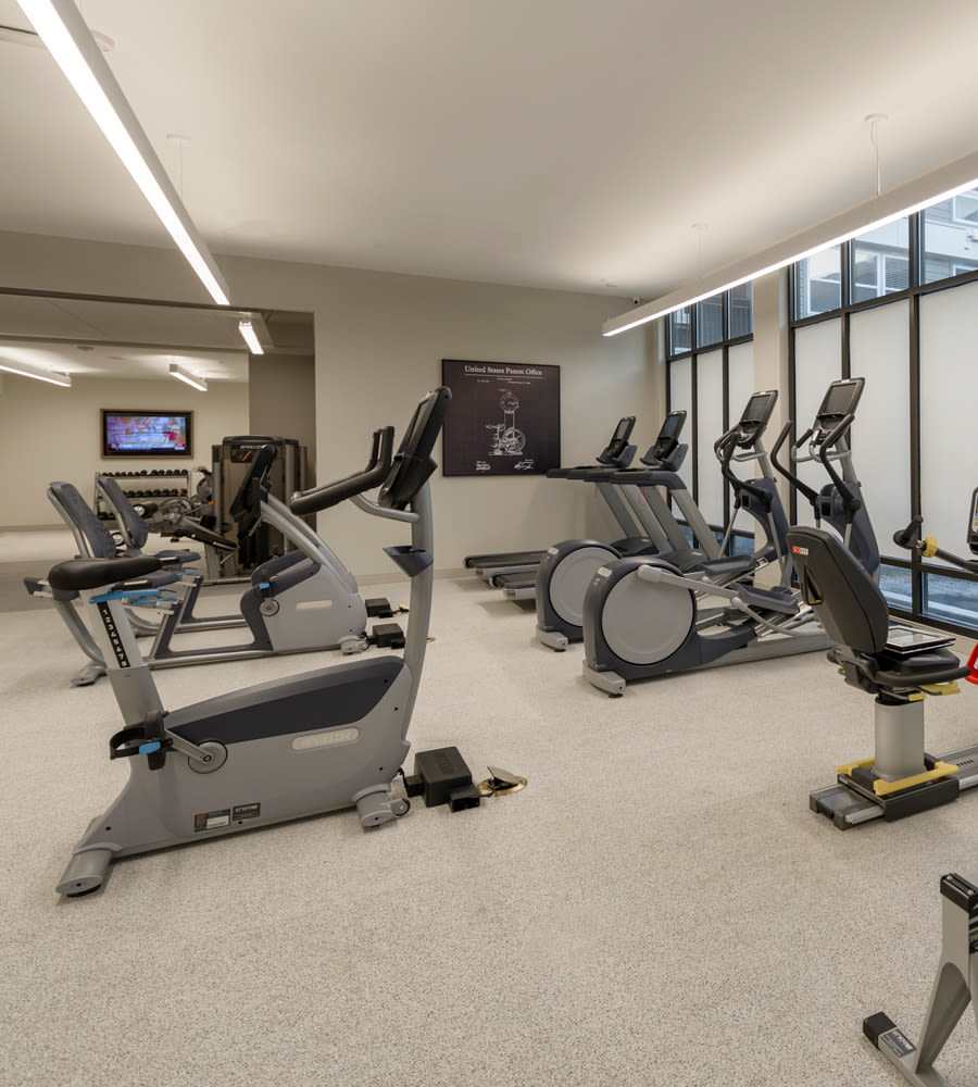 Fitness center with lots of equipment at Canvas Valley Forge in King Of Prussia, Pennsylvania