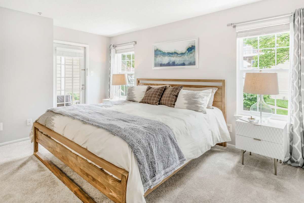 Cozy bedroom at Sawyer Flats, Gaithersburg, Maryland