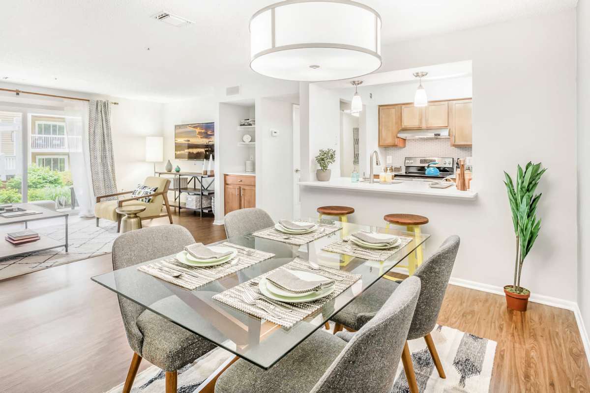 Dining area in an apartment at Sawyer Flats, Gaithersburg, Maryland