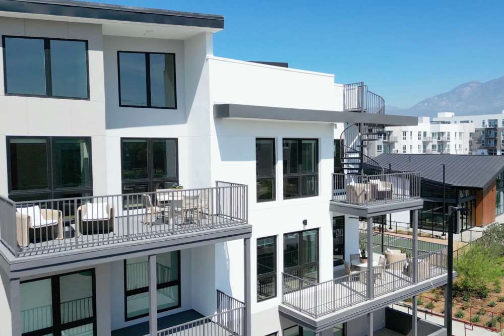 Apartments with private balconies at Haven and Arrow in Rancho Cucamonga, California
