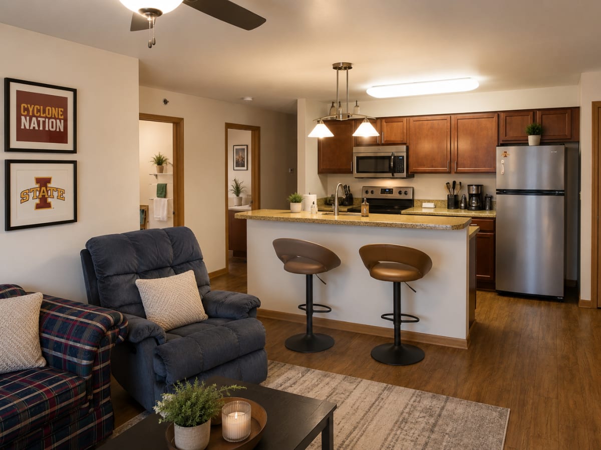 Cozy kitchen at South Meadow in Ames, Iowa