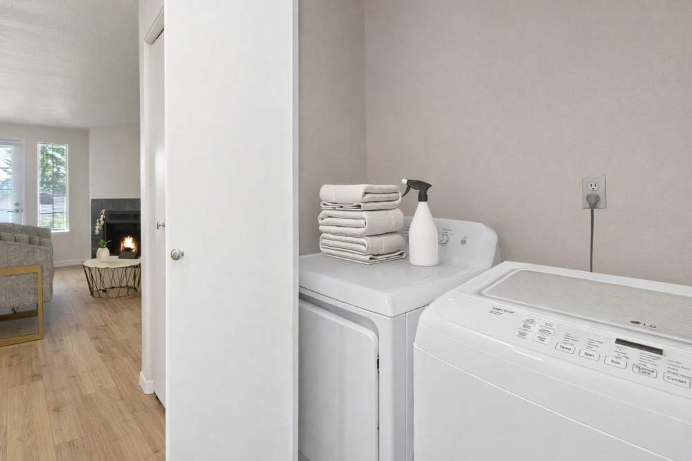 In-home washer and dryer at Wellington Apartments in Silverdale, Washington