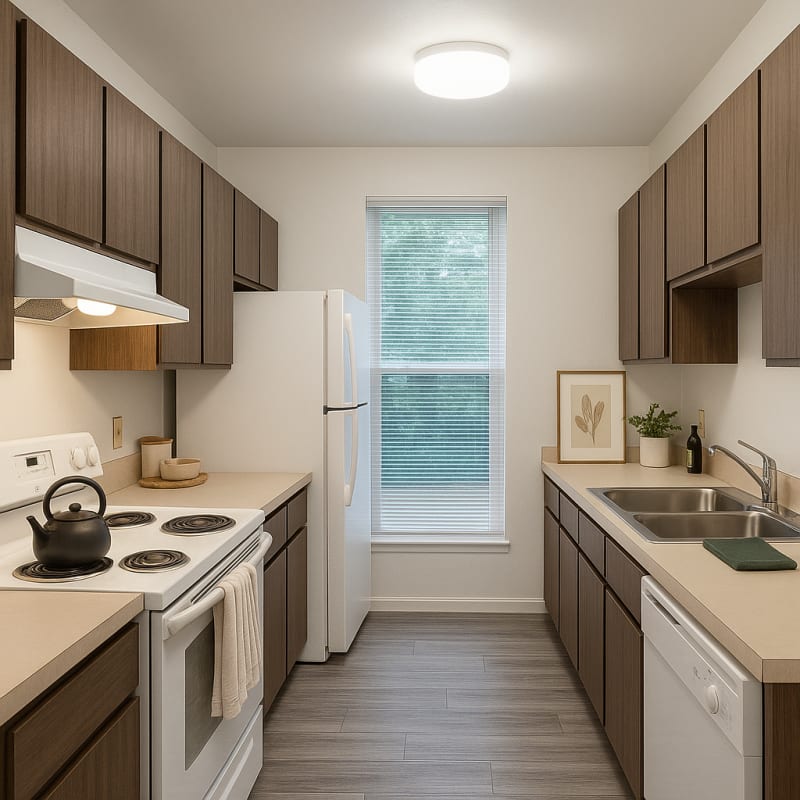 Ultra-modern kitchen at Creekwood Apartments in Gainesville, Florida