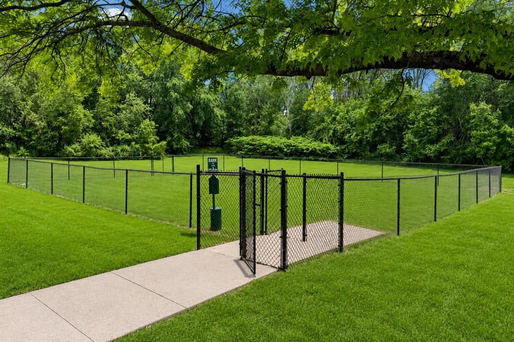 Dog park area at Wakonda Village in Des Moines, Iowa