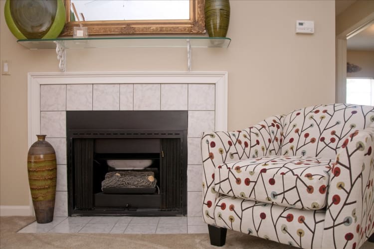Cozy fireplace at Enclave at Wolfchase in Cordova, Tennessee