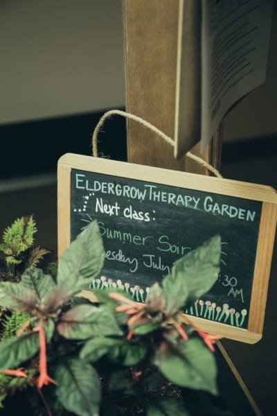 Eldergrow activity sign at Quail Park of Lynnwood in Lynnwood, Washington